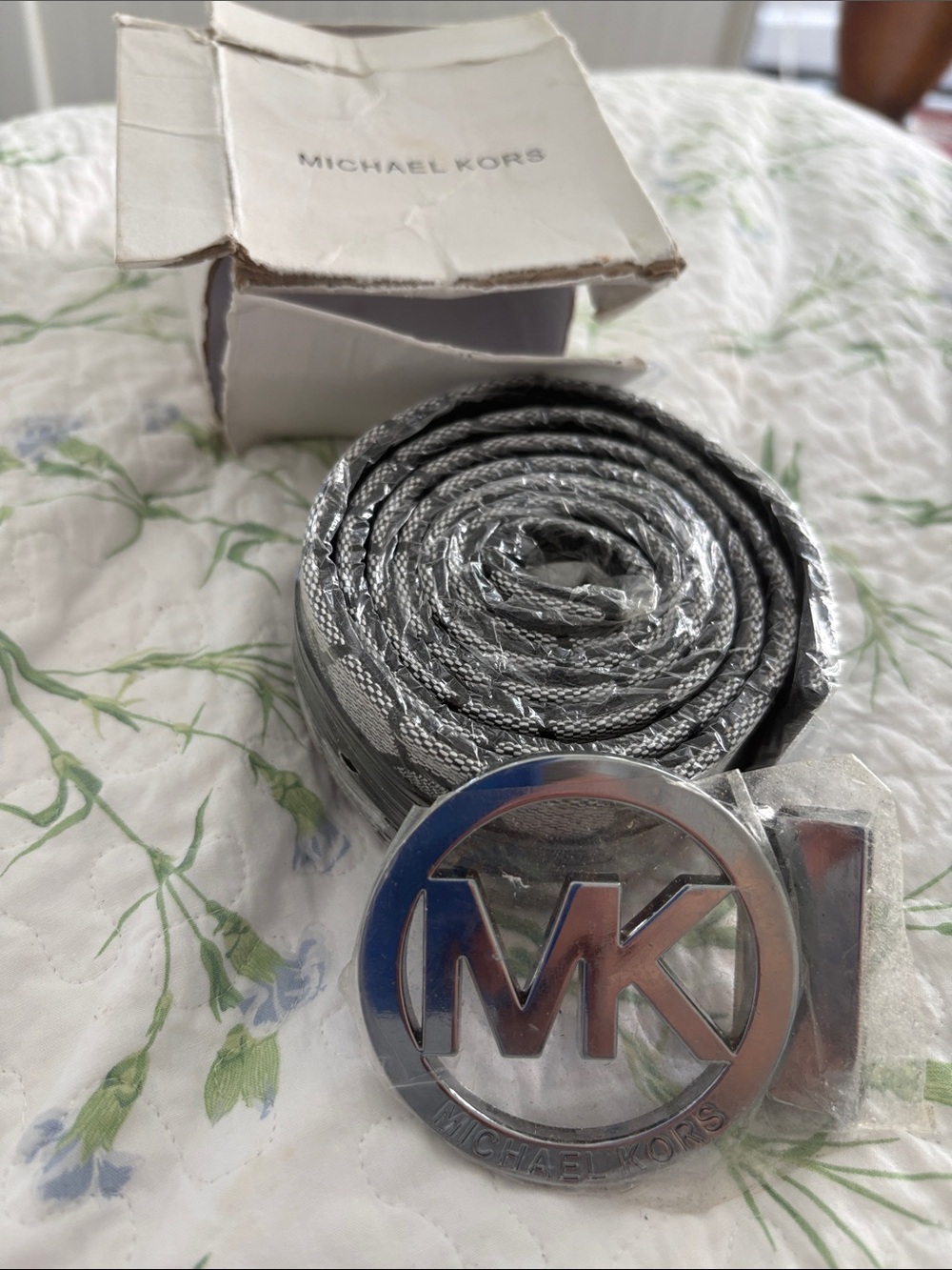Michael Kors Silver Women’s MK Logo Belt